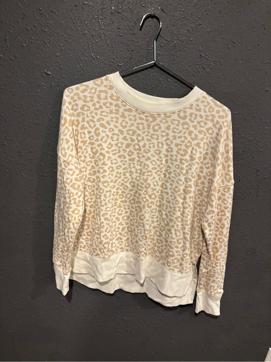 Time and Tru Tops - Time & True Leopard-Print Pullover Sweatshirt